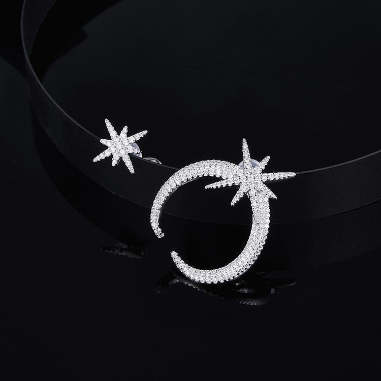 Star Created Diamond Asymmetric Stud Earrings
