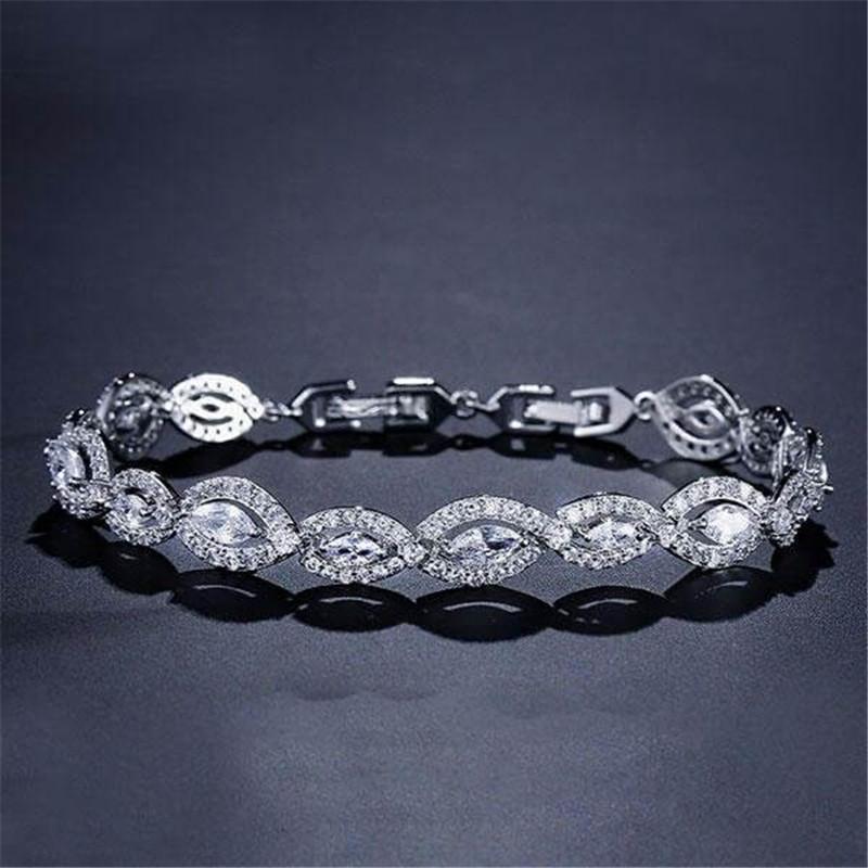 Halo East West Round & Marquise Created Diamond Bracelet