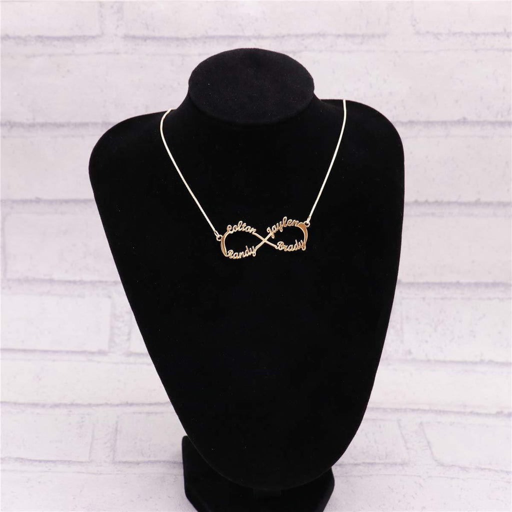 Infinity Necklace With Engraved Any 4 Names 925 Sterling Silver
