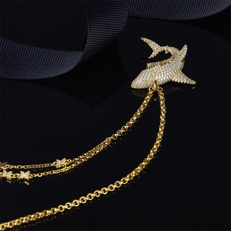 Shark Shape Pendant Sterling Silver Necklace
