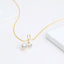18k Natural Two Freshwater White Pearl Necklace Cherry Shaped Pendant
