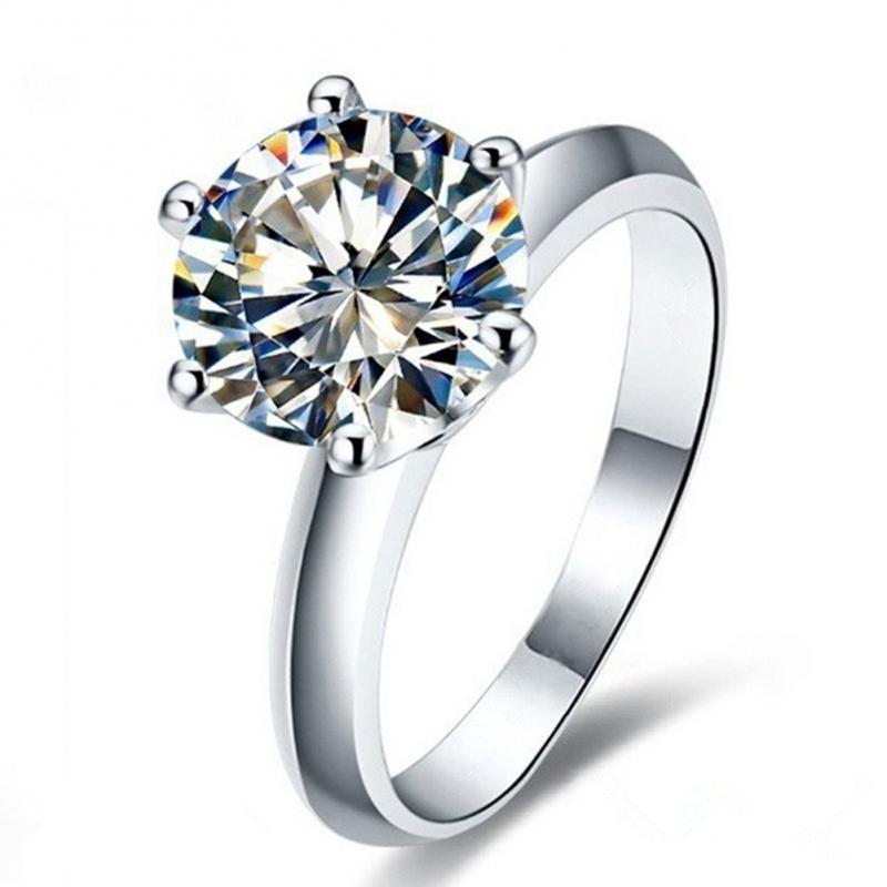 Classic Six Prong Round Created White Diamond Solitaire Ring
