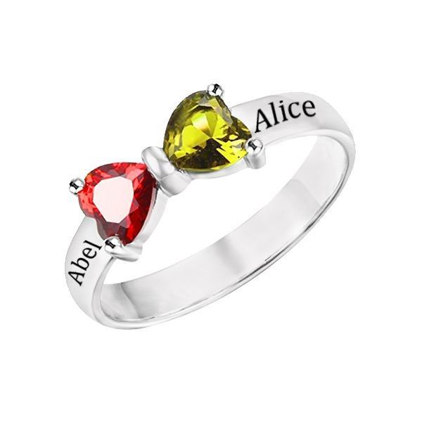 Personalized Two Birthstone Name Ring