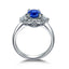 Luxury Oval Cut Halo Created Diamond Blue Rings