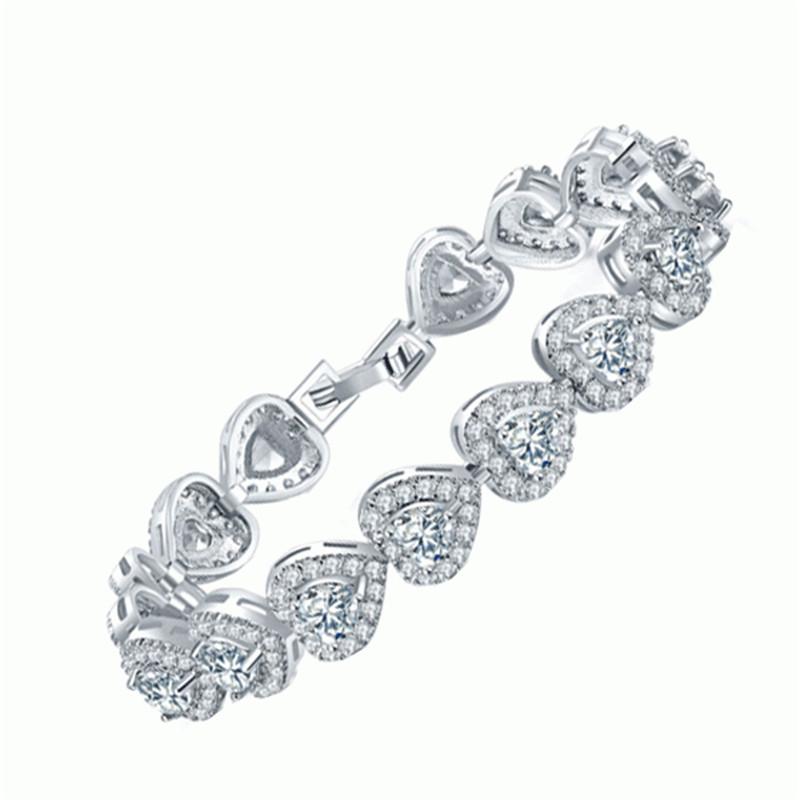Halo Heart Created White Diamond Bracelet