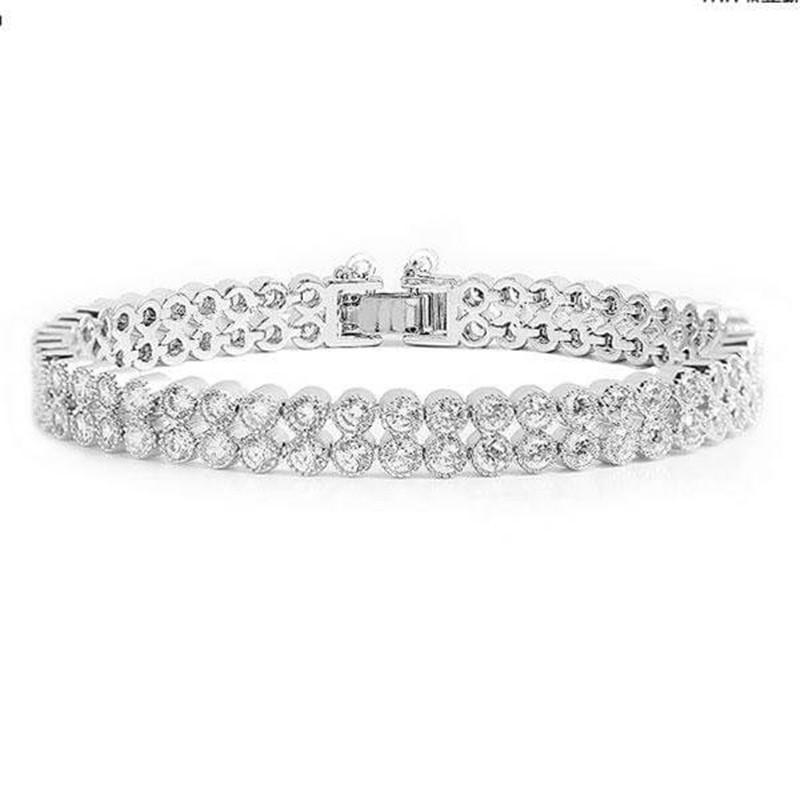 Double Row Created White Diamond Bracelet