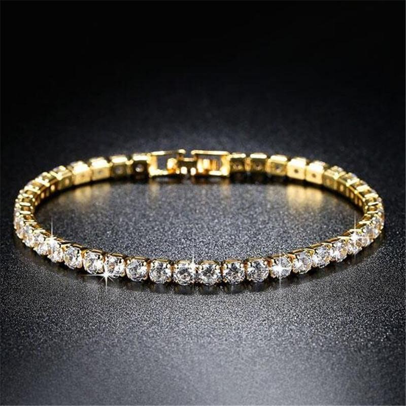 Golden Round Created White Diamond Tennis Bracelet