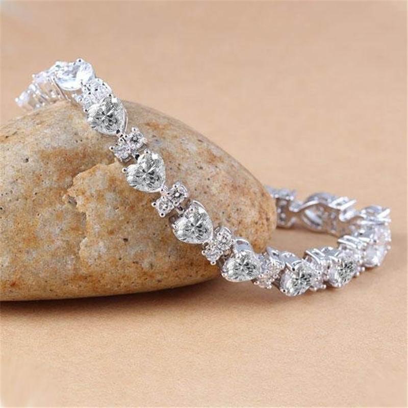 Heart Created White Diamond Bracelet