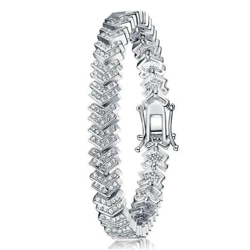 Arrow Design Created White Diamond Bracelet