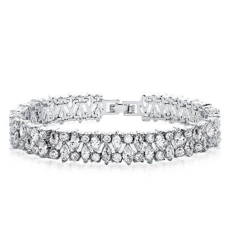 Multi Row Pear Cut Created White Diamond Bracelet