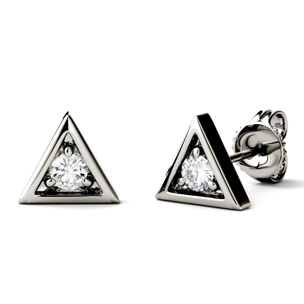 925 Sterling Sliver/14K/18K White Gold Round Cut 2.5mm Moissanite Diamond Triangle Stud Earrings
