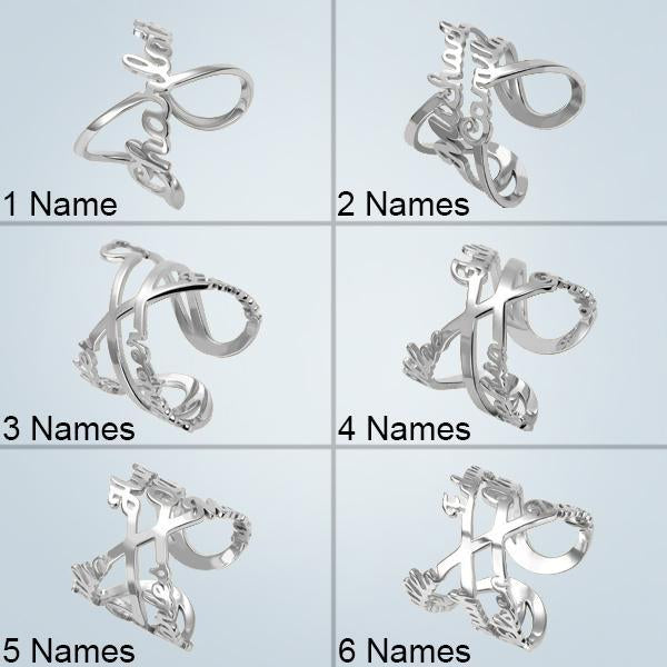 Personalized 1-6 style Infinity Name Ring