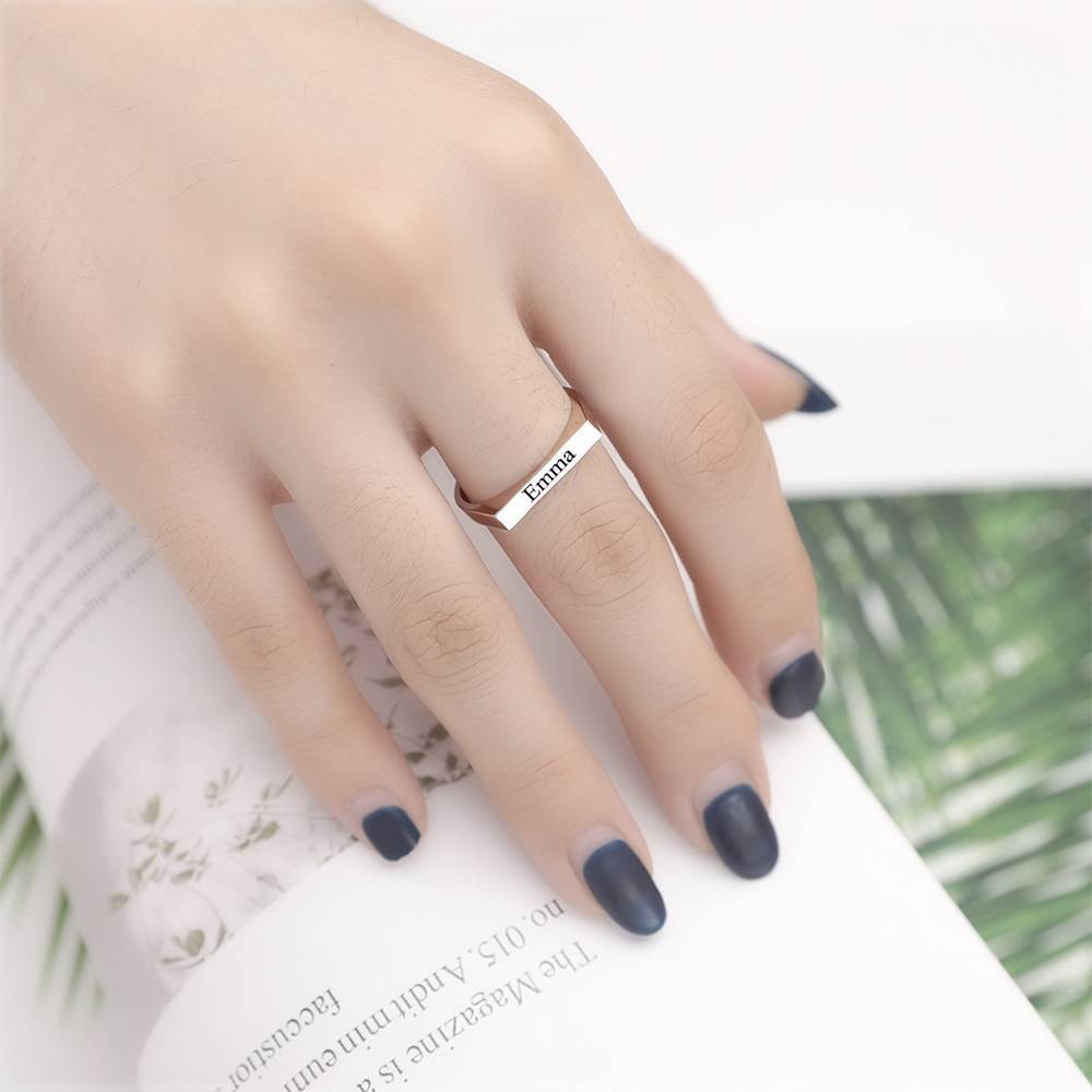 Personality Engraved Name Ring Silver Elegant Gift