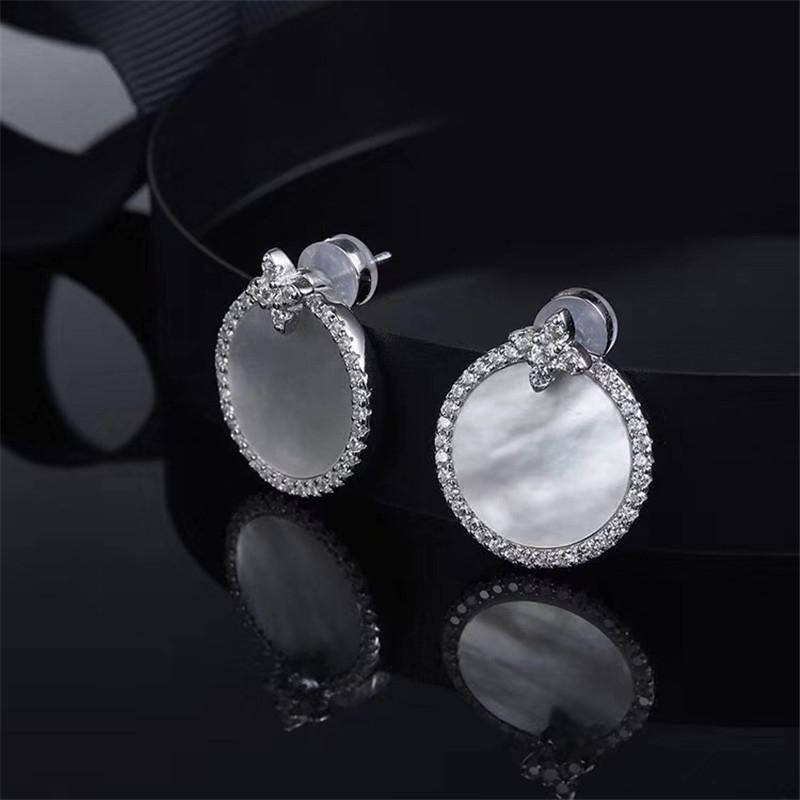 Sterling Silver Created White Diamond Stud Earrings