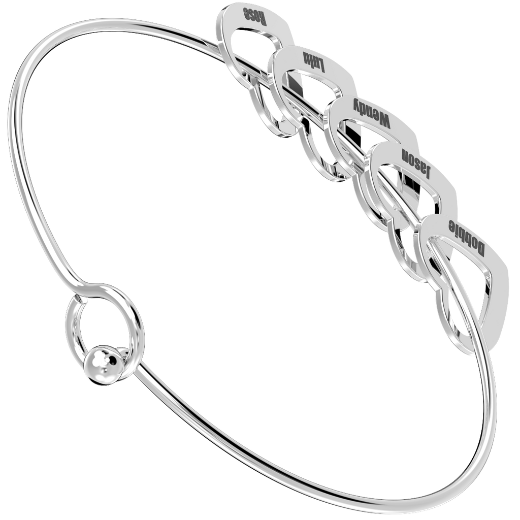 Bangle Bracelet With Heart Shape Pendants