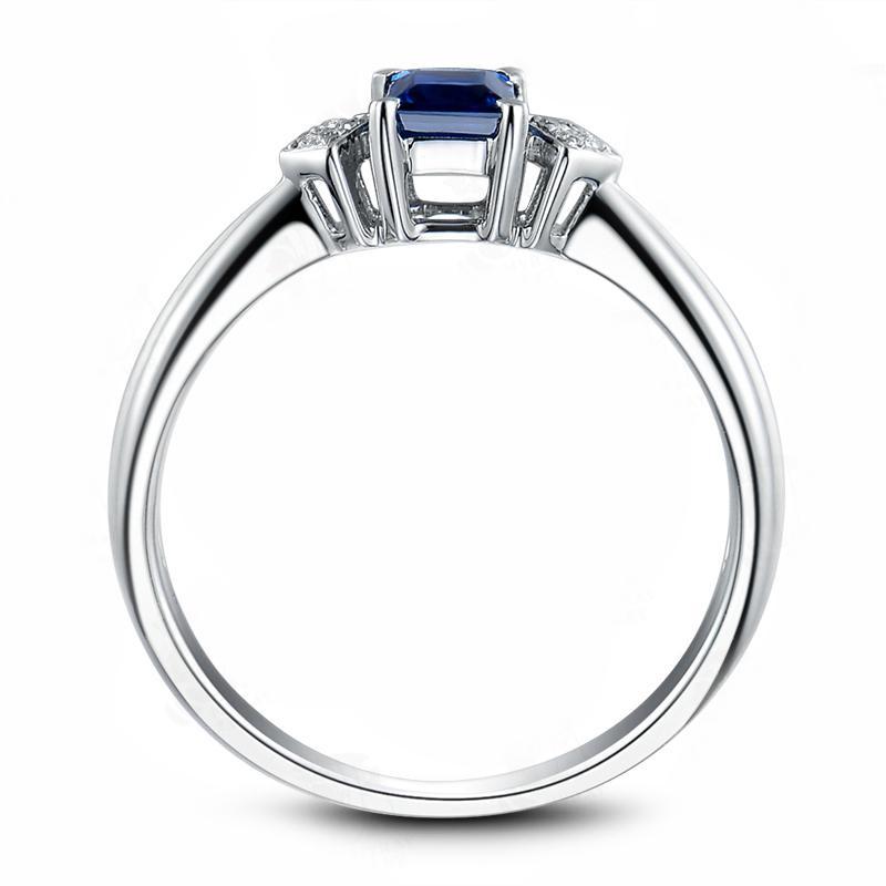 3-Stone Princess Cut Created Blue Diamond Rings