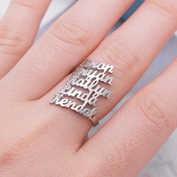 Personalized 5-Row Name Ring