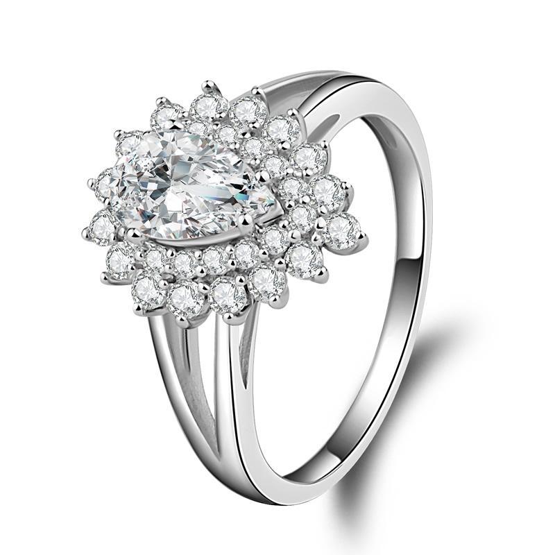 Pear Cur Luxury Created Diamond Halo Ring
