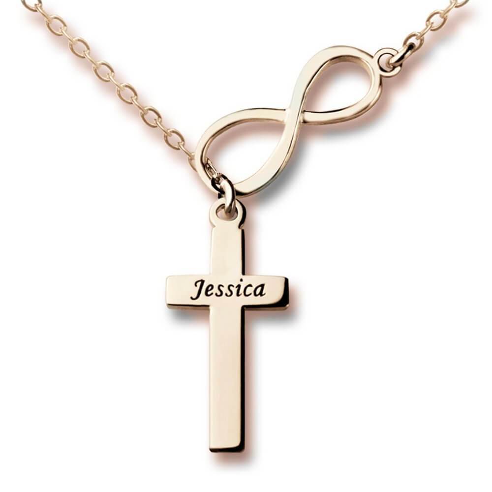 Women 14k Gold Plated Cross and Infinity Necklace Gold Infinity Cross  Jewelry | eBay