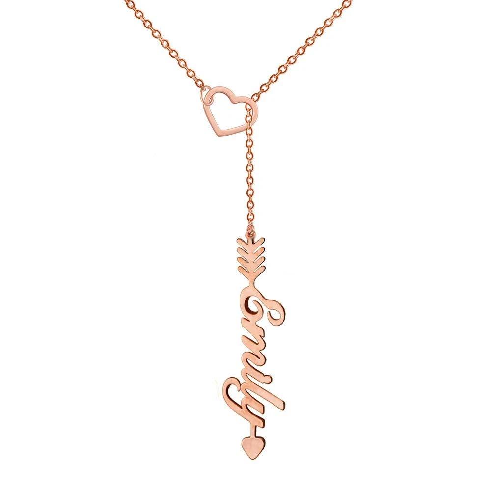 18K Gold Shaped Heart Necklace With Name Jewelry with Adjustable Chain