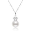 Sterling Silver Freshwater White 9.5-10mm Pearl Necklace Crown Pendant for Women
