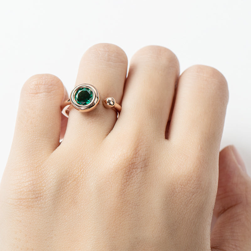 Bezel Green Moissanite Diamond Solitaire Ring