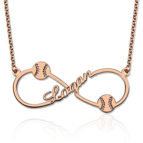 Infinity Love Rugby Necklace 18K Rose Gold  Plating Personalized Customized Name