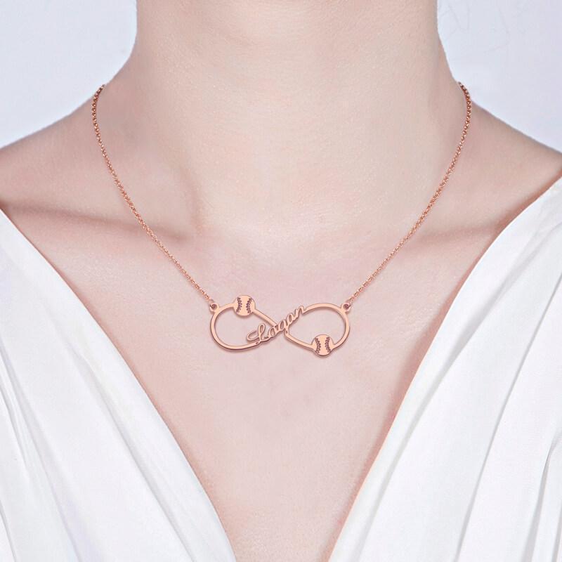 Infinity Love Rugby Necklace 18K Rose Gold  Plating Personalized Customized Name