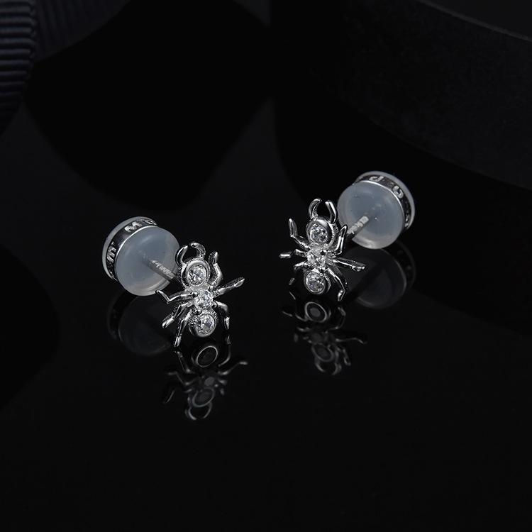 Small Spider Created Diamond Stud Earring
