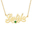 Personalized 18K Gold Plated Name Necklace Birthday Stone