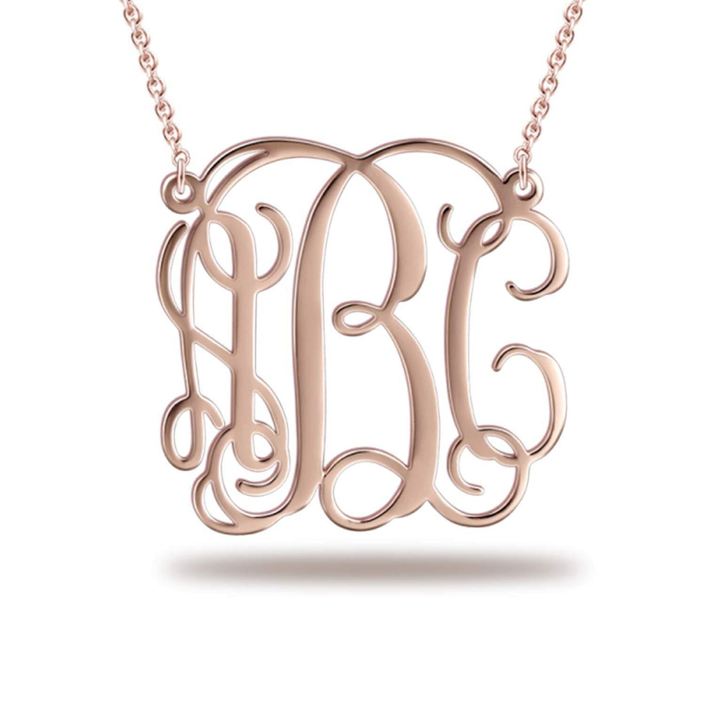 Silver Monogram Necklace Personalized Initial Necklace