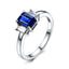 3-Stone Blue Emerald Cut 1ct Created Diamond Ring
