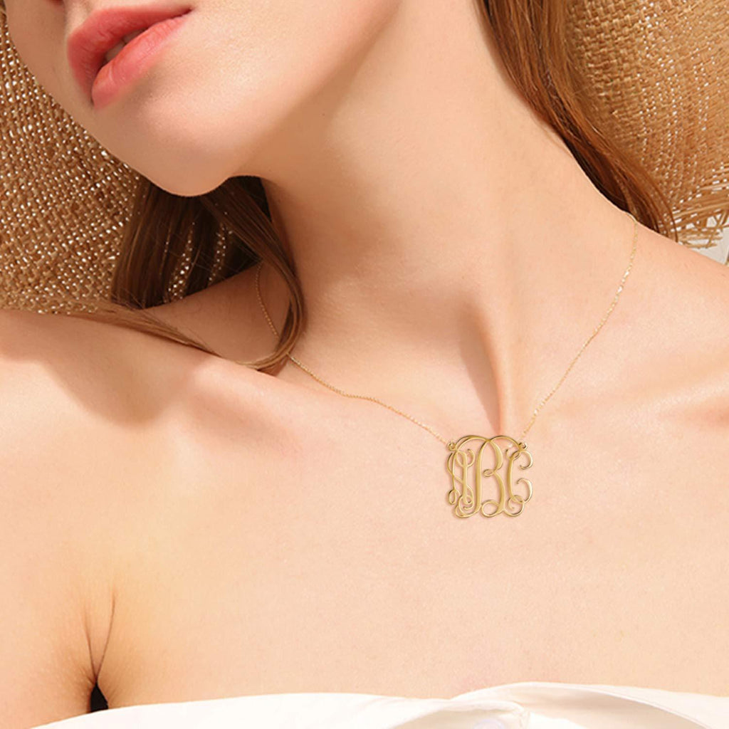 Silver Monogram Necklace Personalized Initial Necklace