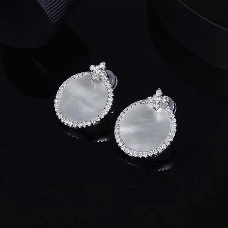 Sterling Silver Created White Diamond Stud Earrings