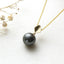 Black Pearl Pendant Necklace 18K Gold Tahitian Cultured Pearl Necklace