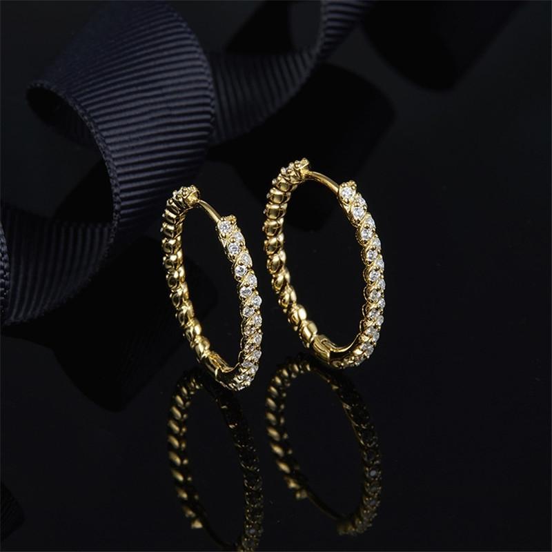 Gold Tone Created Diamond Hoop Earrings