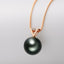18k Gold Natural Cultured Tahitian Black Pearl Diamond Pendant Necklac with Silver Chain