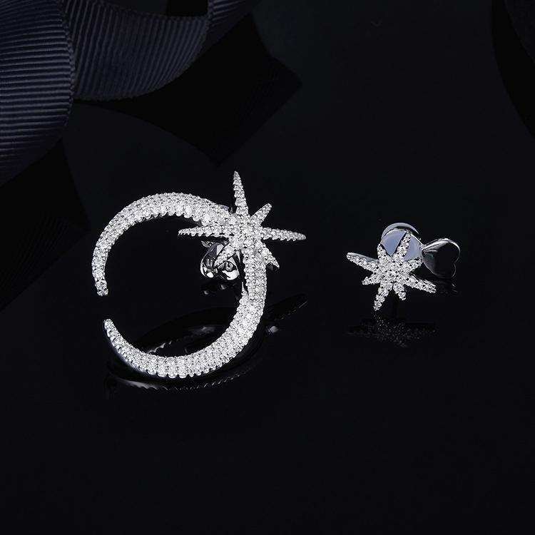 Star Created Diamond Asymmetric Stud Earrings