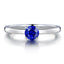 Blue Round Created Sapphire Solitaire Rings