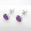 Purple Sterling Silver Round Natural Amethyst Stud Earrings
