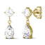 925 Sterling Sliver/14K/18K Yellow Gold Pear & Round Moissanite Diamond Drop Earrings