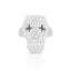 Sterling Silver Created Diamond Skull Element Ring