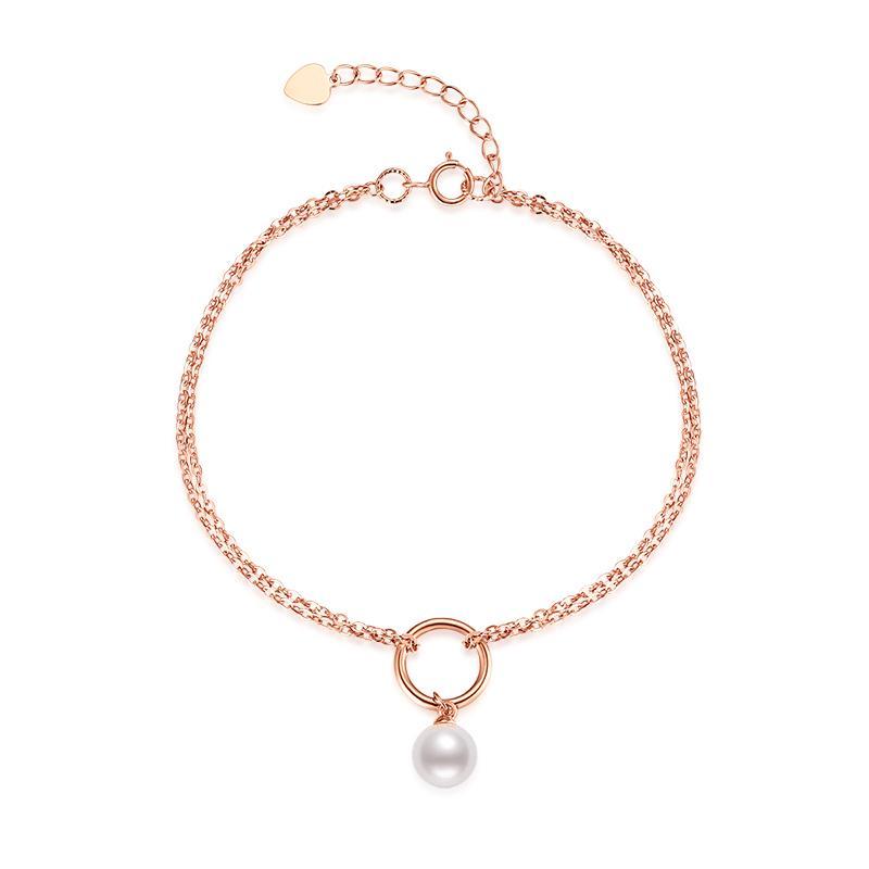 18K Rose Gold Freshwater Pearl Adjustable Bracelet