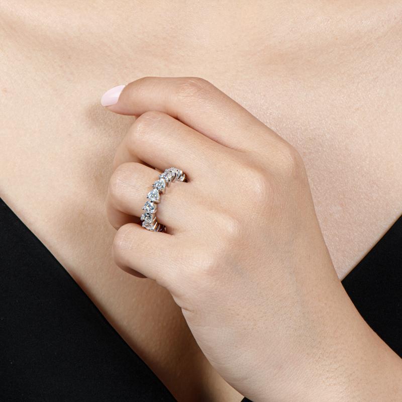 Full Eternity Heart Shaped Moissanite Diamond Ring