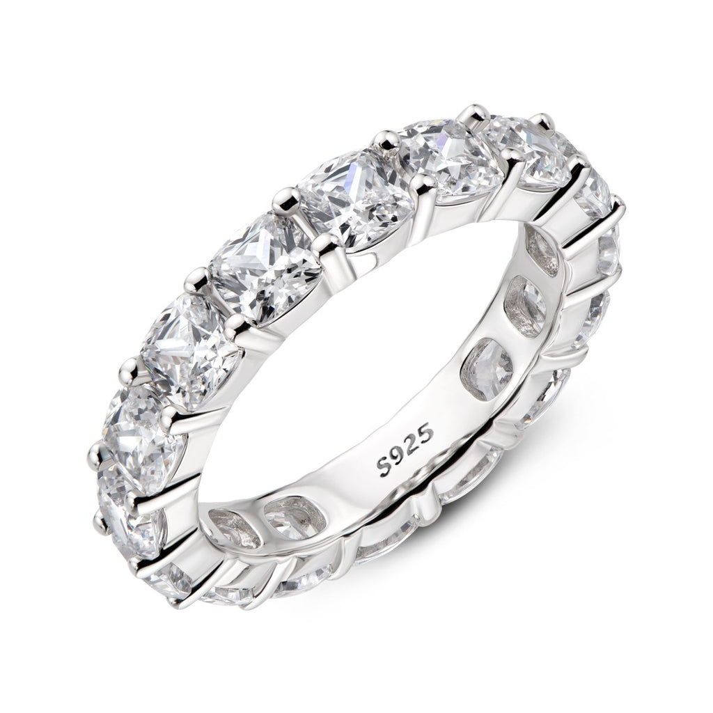Cushion Created White Diamond Eternity Ring