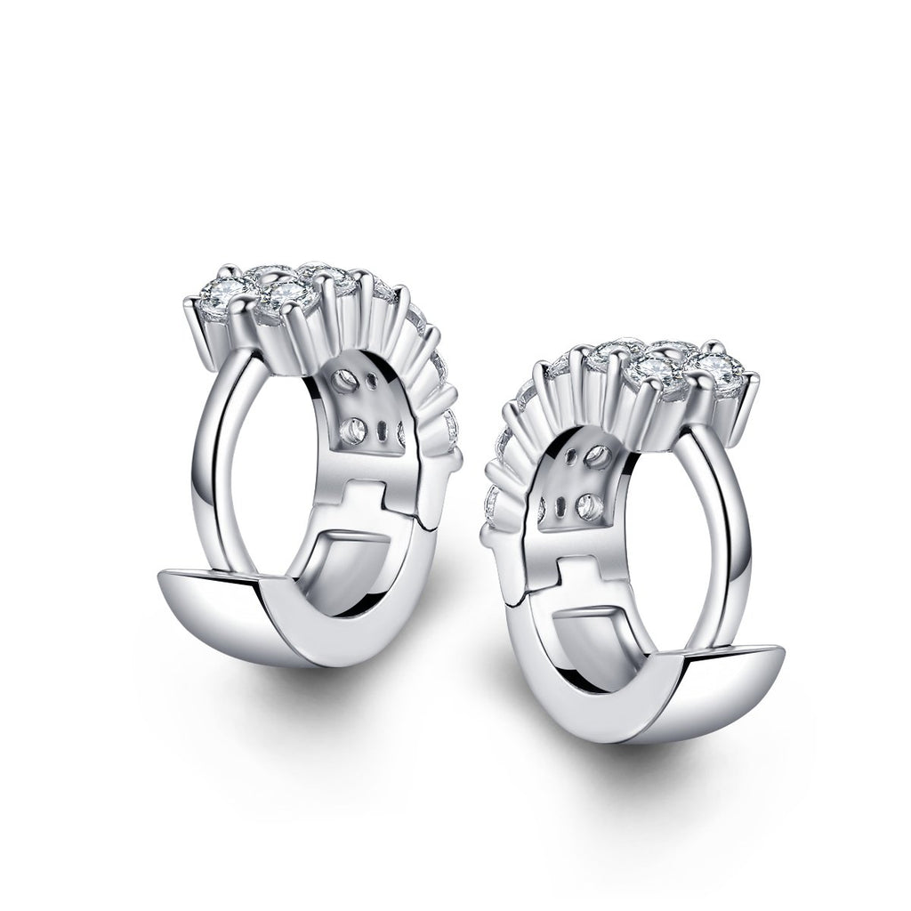Round Created White Diamond Hoop Earrings