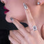 Rose Gold Hidden Halo Emerald Cut Created White Diamond Ring