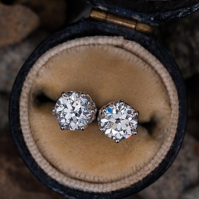 Round Brilliant Cut Moissanite Diamond Stud Earrings
