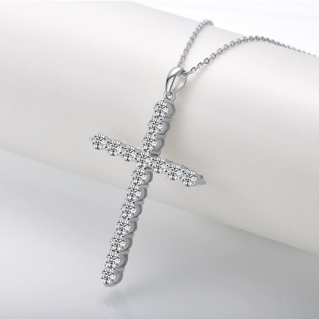 Classic Christian Cross Created Diamond Pendant Necklace