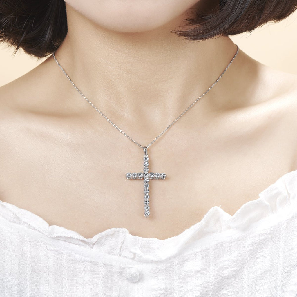 Classic Christian Cross Created Diamond Pendant Necklace